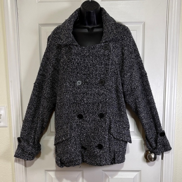 Free People Jackets & Blazers - Free People Slouchy Moto Charcoal Gray/Black Tweed Jacket Size Medium
